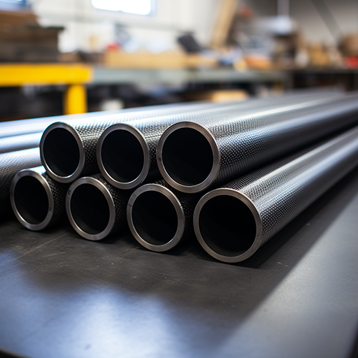 Carbon tubes stacked on a bench